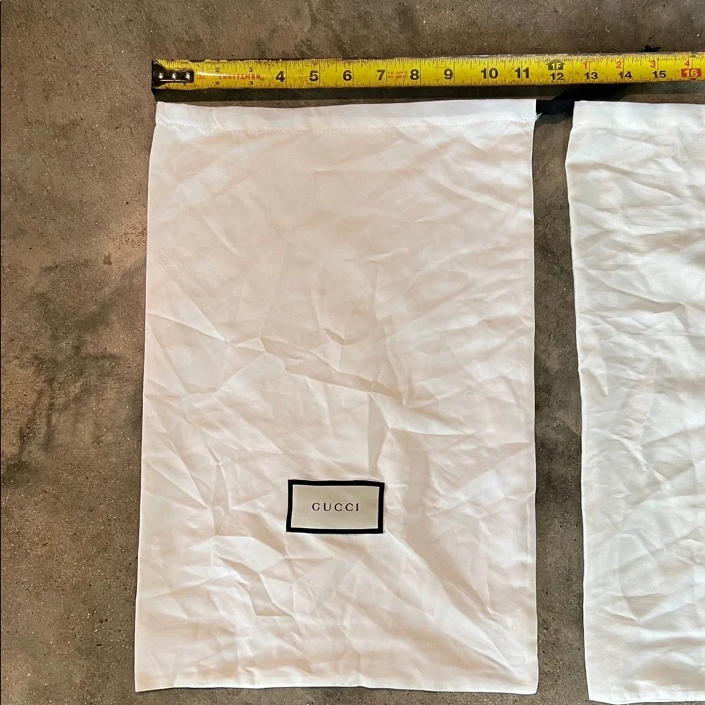 Authentic Gucci White Drawstring Dust Bags with Black Logo